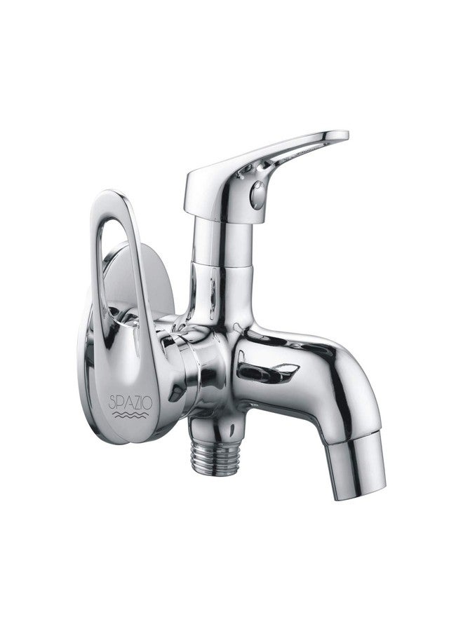 SPAZIO Hexa Brass 2-Way Long Nose/Bib Cock Tap 2 in 1 Faucet Bib Tap Faucet/Tap 2 in 1 with Wall Flange (Pack of 1) - Image 1